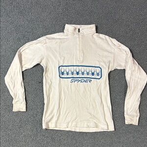 Kids Spyder White and Blue Half-Zip Shirt size M